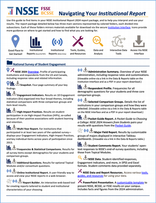 A thumbnail image of the first page of the Navigating Your Institutional Report document