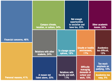 A figure used for decorative display showing the relative percentage of reasons cited for leaving the institution.